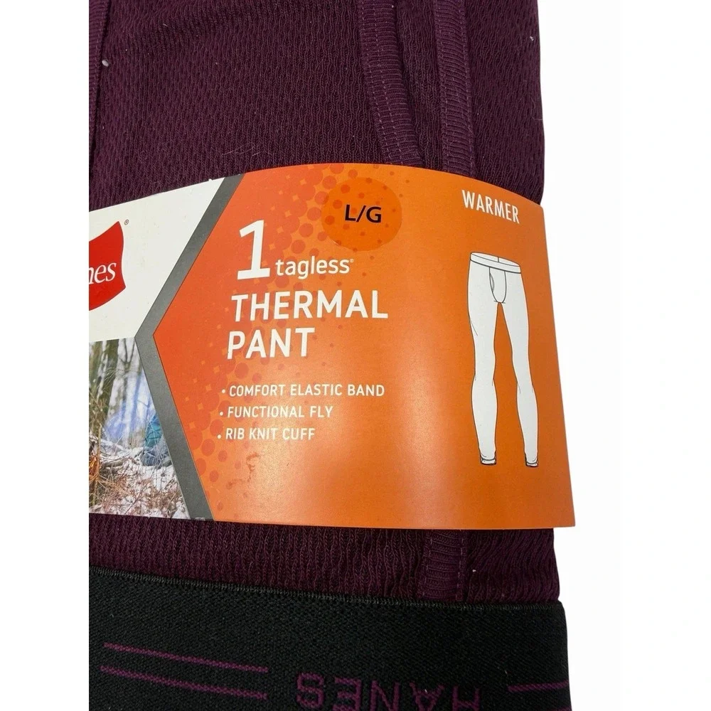 hanes mens 1 pair tagless thermal pants size large purple